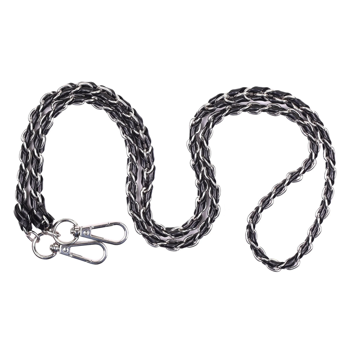 Strap Silver Chain Black Weave